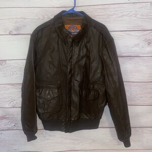 Vintage Cooper Type A-2 Jacket Mens 46L Brown Goatskin Leather Flight Bomber USA